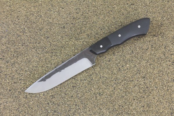229 mm Compact FS1 Knife #48, White Steel w/ Stainless, Black Canvas Micarta - 133 grams