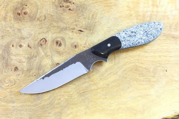 185mm Tombo Neck Knife, Hammer Finish, Corian w/ Black Paper Micarta Bolster - 85 grams