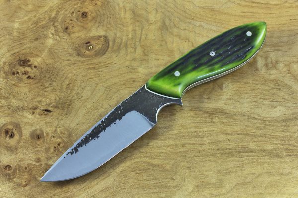 191mm Murray's 'Perfect' Model Neck Knife, Hammer Finish, Green Jig Bone - 121grams