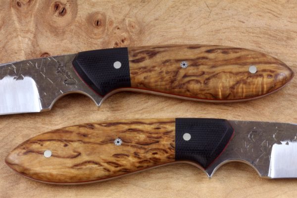 212mm Long Original Neck Knife, Hammer Finish, S. Burl/Micarta, 111grams