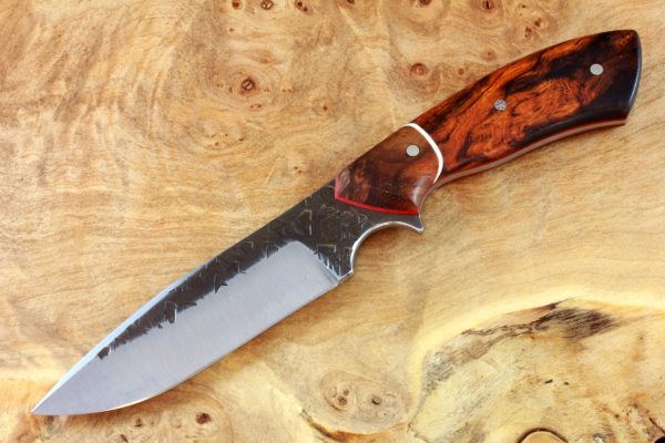 196mm Aviator Neck Knife, Hammer Finish, Premium Ironwood / Burl - #2