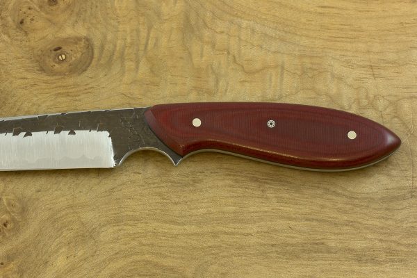 214mm 'Long' Original Neck Knife, Hammer Finish, Red Micarta - 100grams