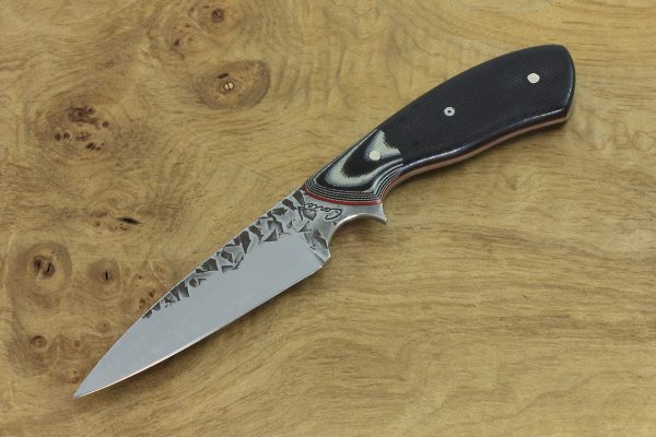 192mm Tetsuo's Neck Knife, Hammer Finish, G-10 / Micarta - 95grams