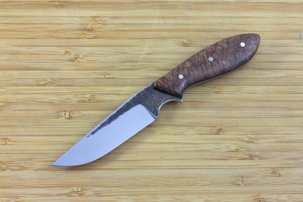 185mm Tombo Neck Knife, Hammer Finish, Burl / Hardwood - 76grams