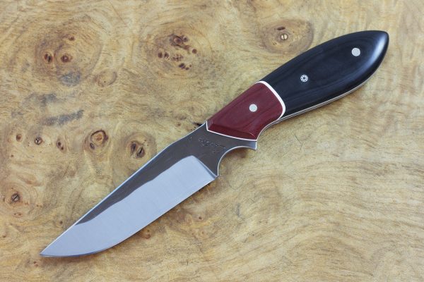 185mm Tombo Neck Knife, Forge Finish, Red and Black Micarta - 80grams