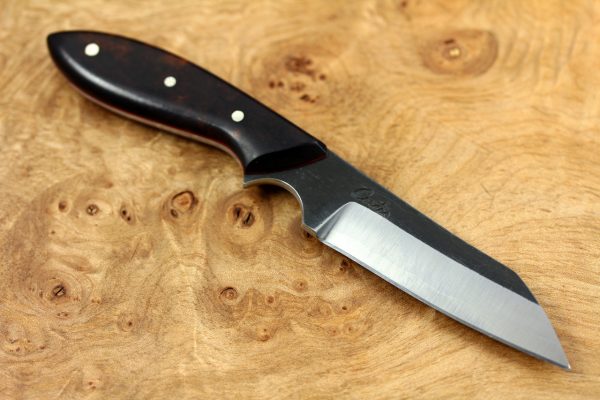 190mm Wharncliffe Brute Neck Knife, Chisel Ground, Ironwood, 87grams