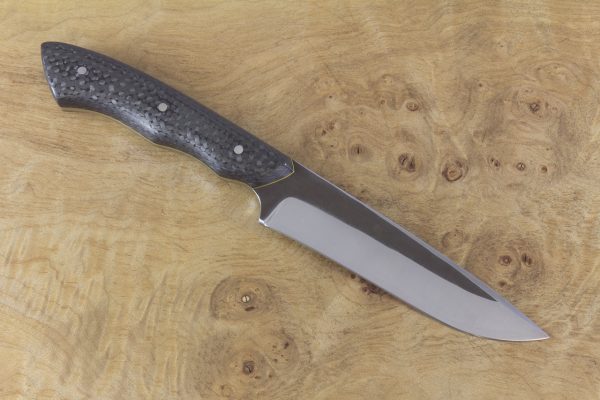 229mm Compact FS1 Knife #42, Stainless 410 White Steel, F40 Unidirectional Carbon Fiber w/ Yellow Liners - 131 Grams